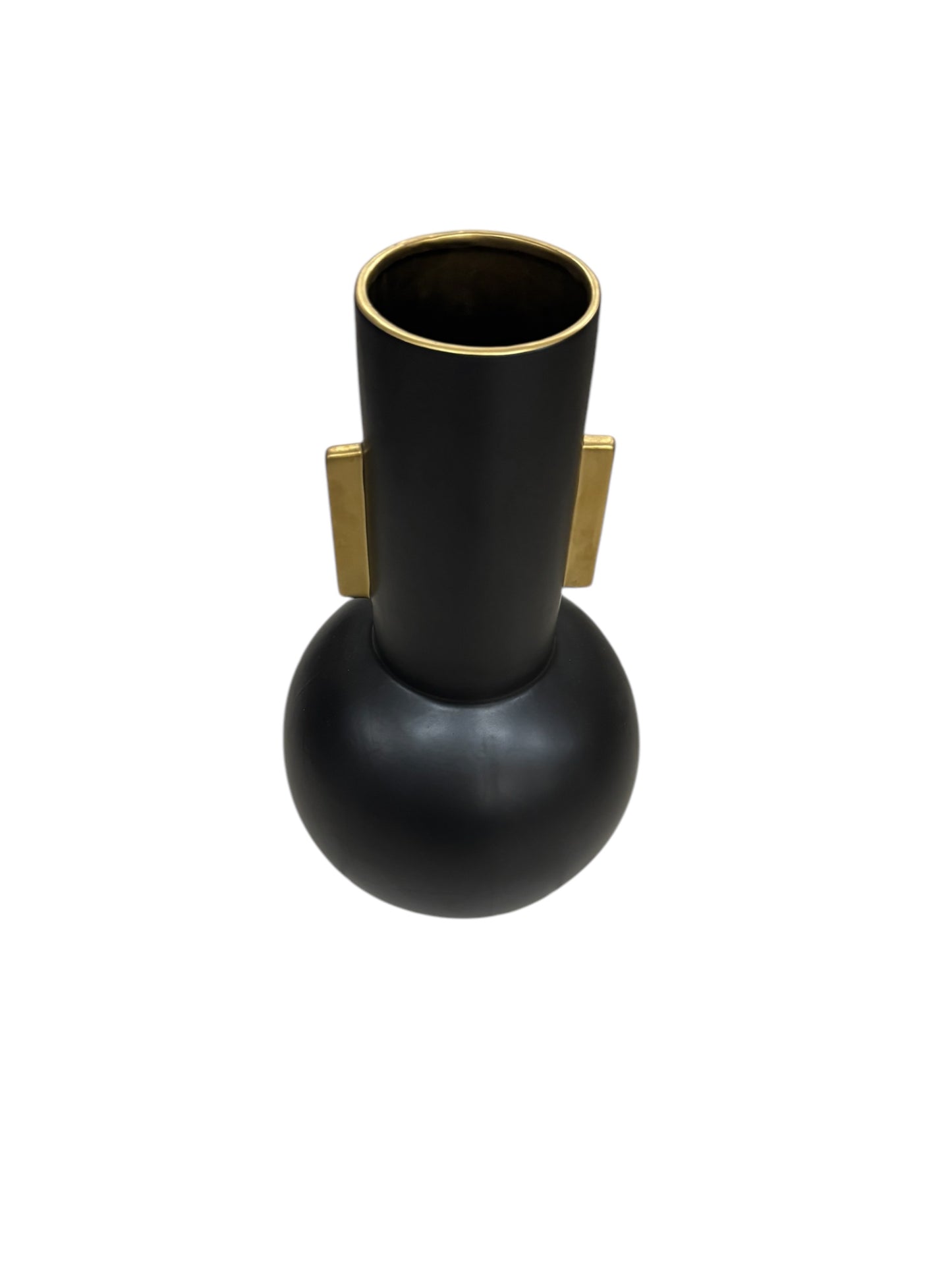 Vaso Nero Opaco con Manici Oro - In Art