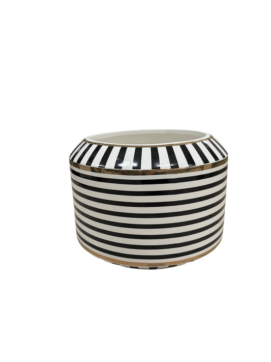 Vaso Righe Orizzontali con Dettagli Oro 25 h cm - L'Arte dei Nacchi