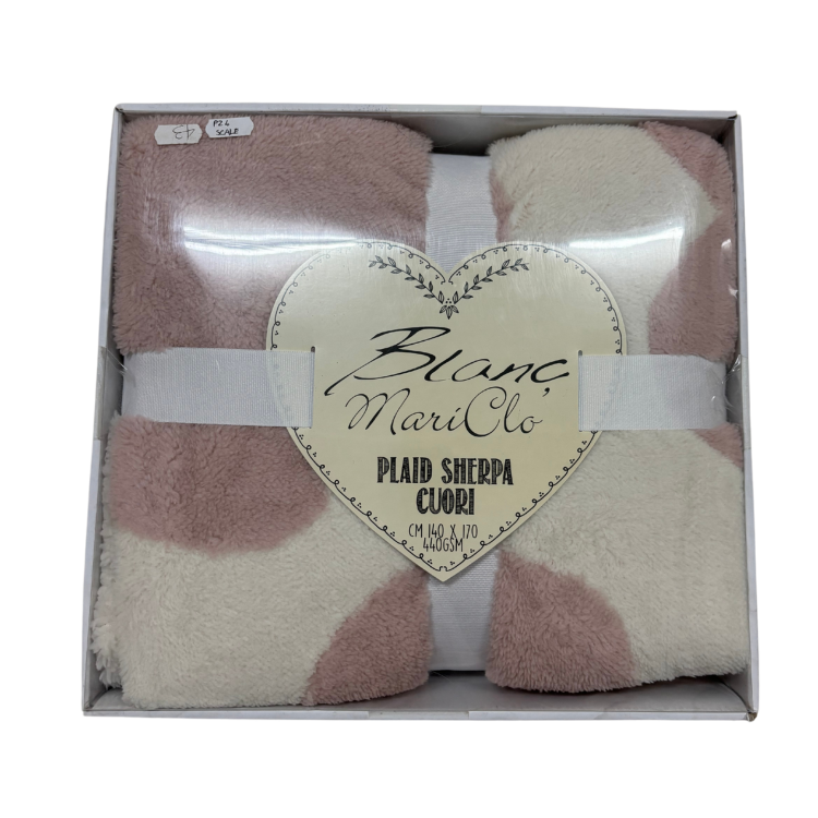 Plaid Panna con Cuori Rosa Antico 140x170 cm - Blanc Mariclò
