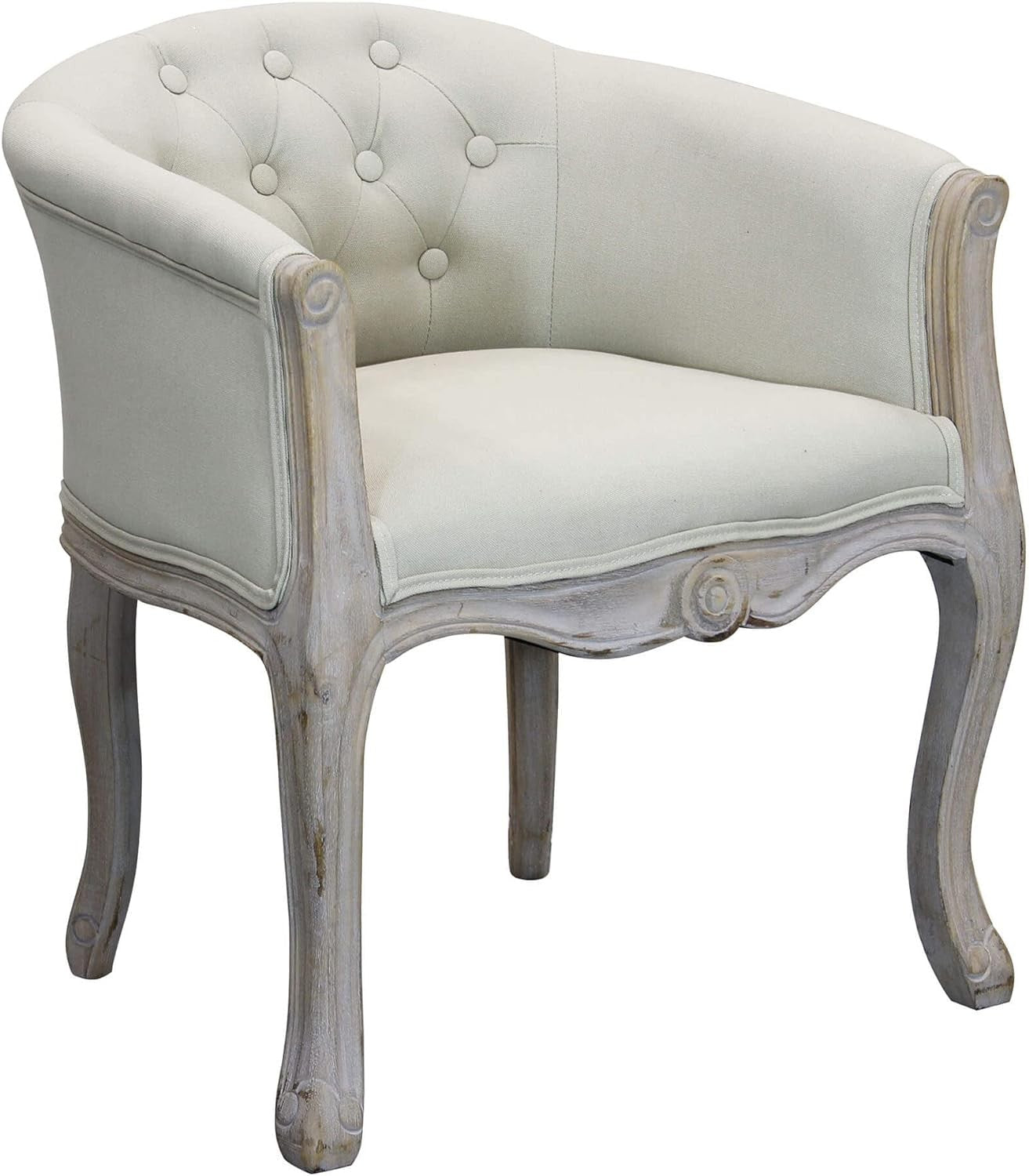 Poltrona Vintage in Tessuto Beige con Bottoni 71 h cm