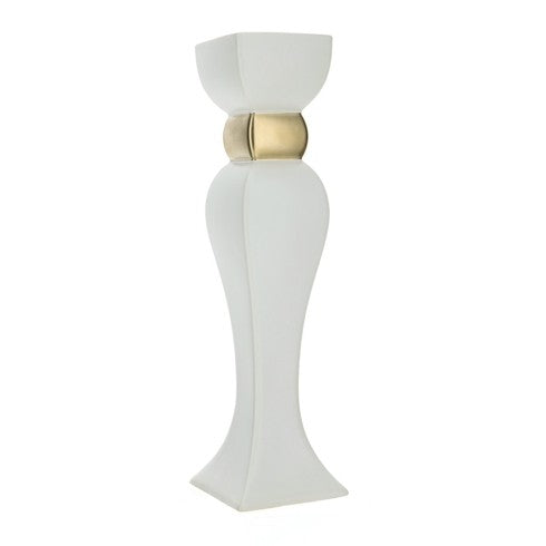 Portacandele in Gres Bianco e Oro - Hervit