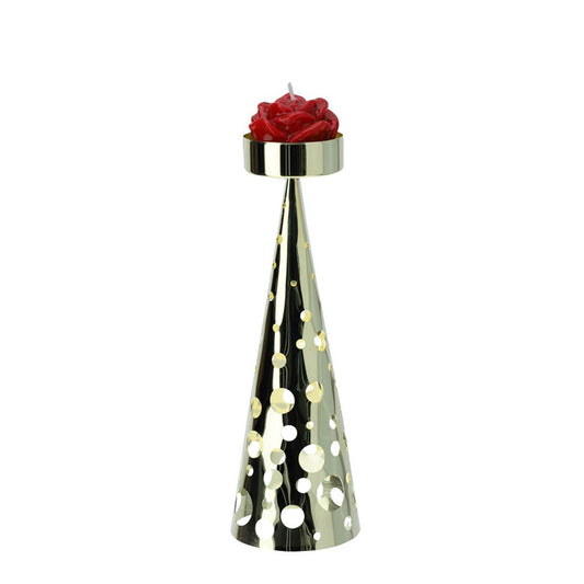 Portacandele Cono con Candela a Forma di Rosa