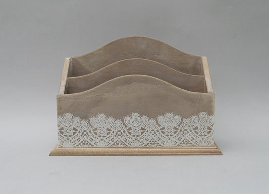 Portacarte in Legno con Decoro Bianco