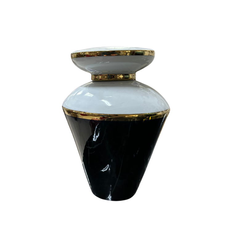 Potiche in Ceramica Bicolore con Rifiniture in Oro