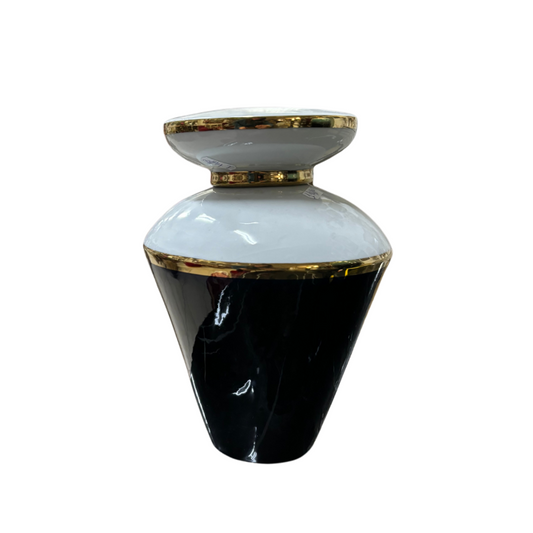 Potiche in Ceramica Bicolore con Rifiniture in Oro