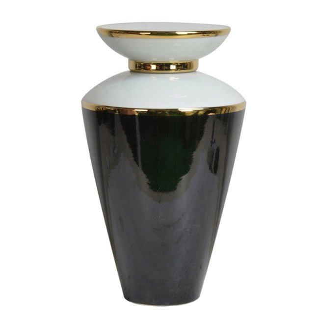 Potiche in Ceramica Bicolore con Rifiniture in Oro