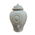 Potiche in Ceramica Lucida Bianca con Applicazione Centrale