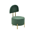 Pouf con Schienale in Velluto Verde con Dettagli in Oro