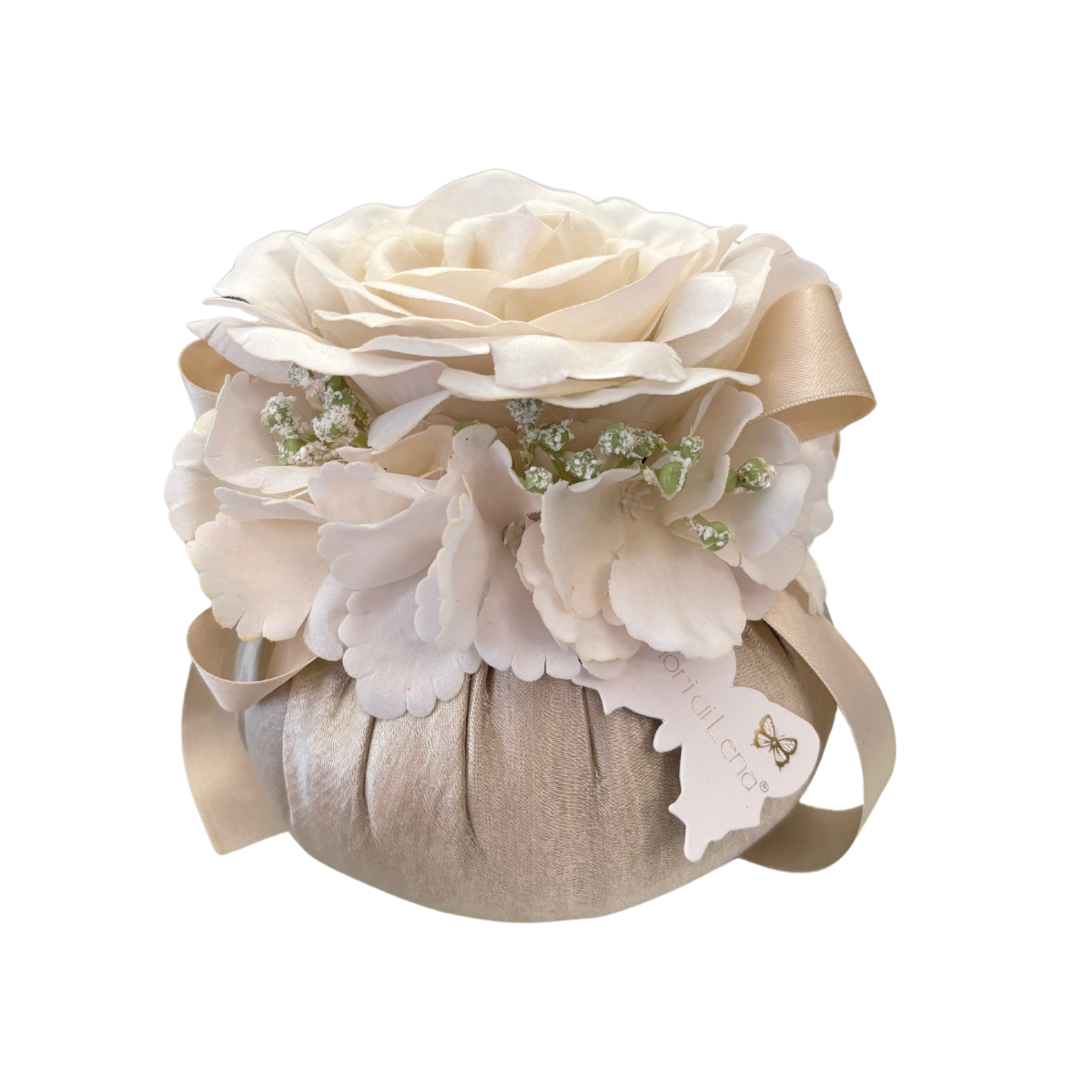 Pouf Artigianale con Una Rosa