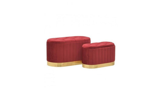 Pouf Rettangolare in Velluto Rosso