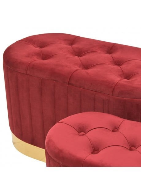 Pouf Rettangolare in Velluto Rosso