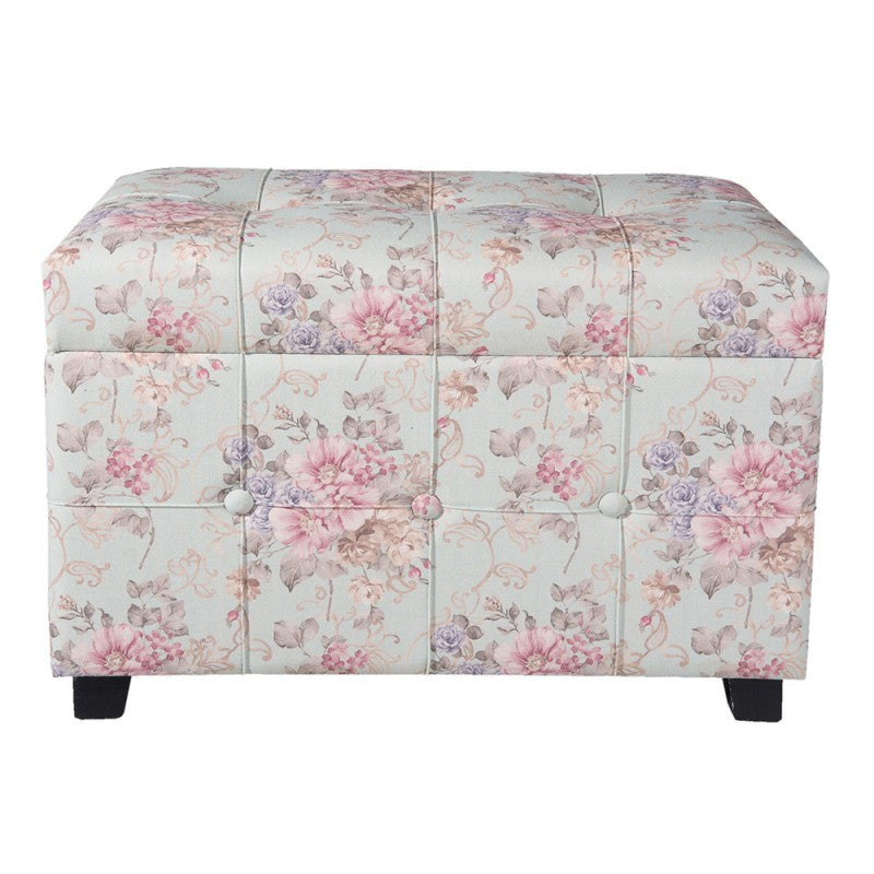 Pouf a Baule Contenitore in Tessuto Fiorato