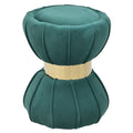 Pouf in Velluto Verde Ottanio con Dettaglio in Oro