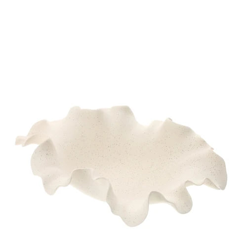 Piatto Wave in Ceramica ad Onda Avorio 35x25x9 h cm - Hervit