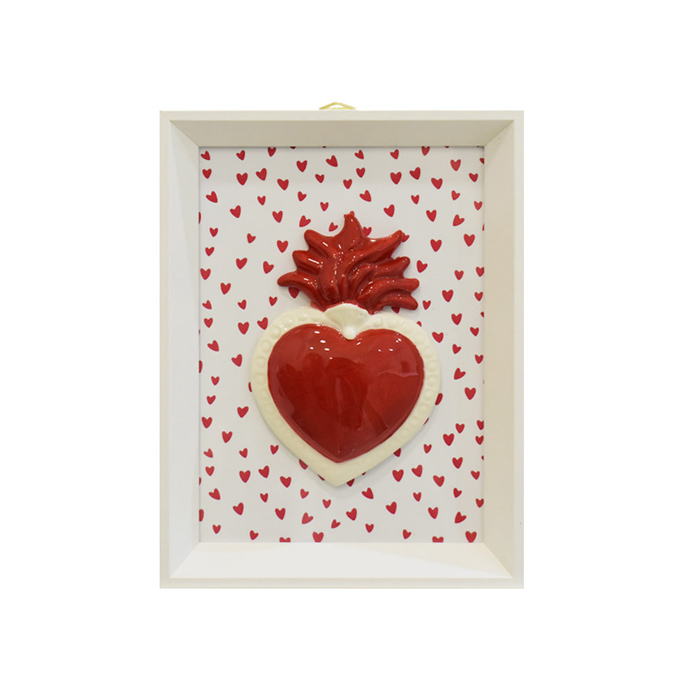 Quadretto Cuore Sacro Porcellana 15.5x20 cm -Amagè