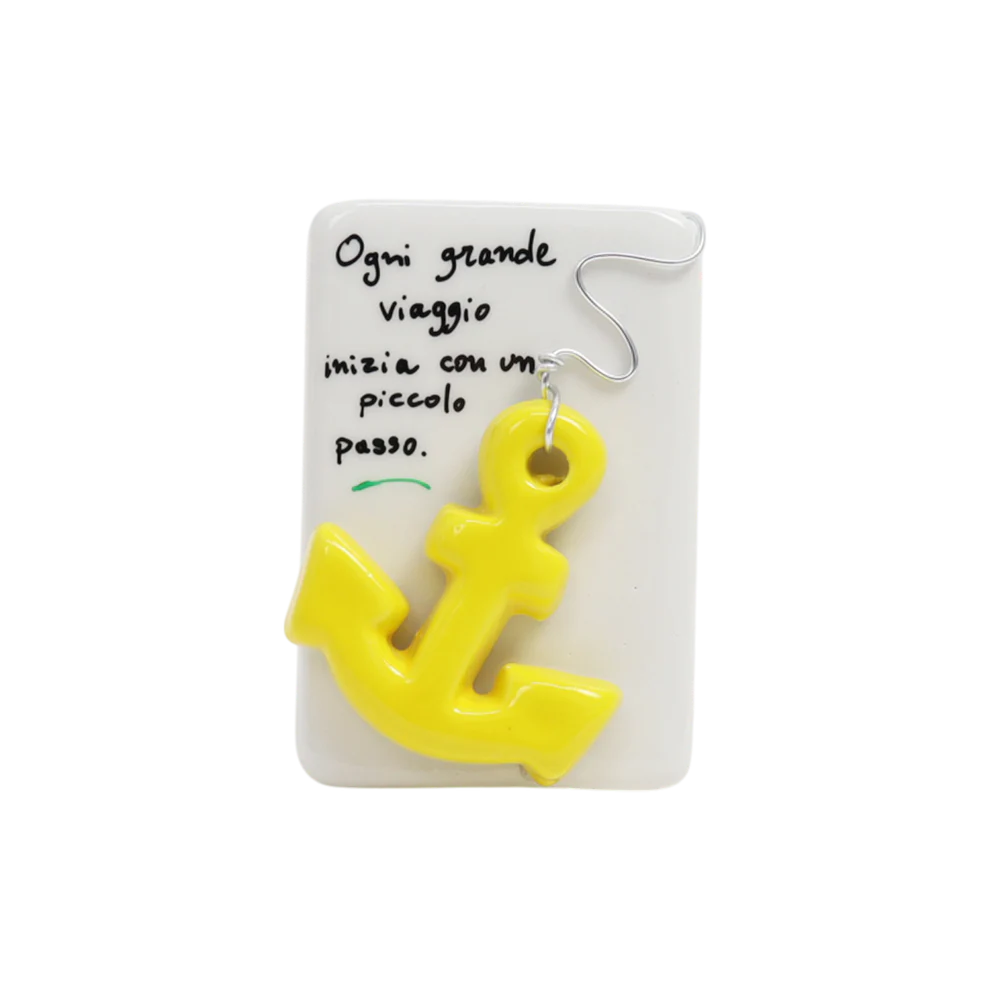 Quadretto in ceramica Capodimonte con Ancora in rilievo 11.5 cm - Siniscalchi