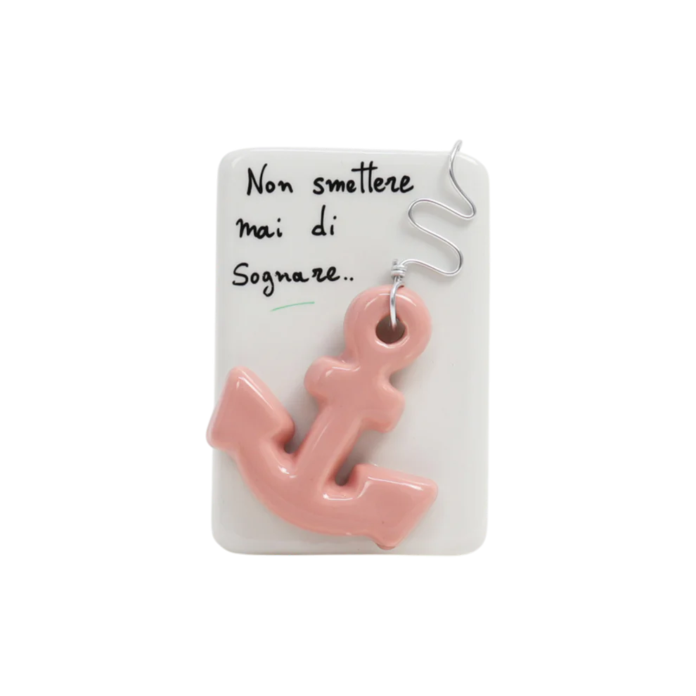 Quadretto in ceramica Capodimonte con Ancora in rilievo 11.5 cm - Siniscalchi