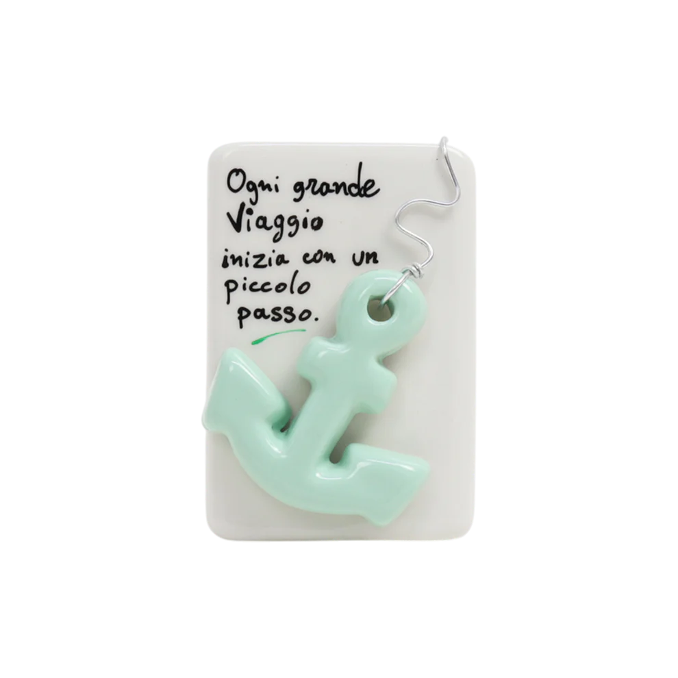 Quadretto in ceramica Capodimonte con Ancora in rilievo 11.5 cm - Siniscalchi