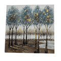 Quadro su Tela con Alberi in Ottanio e Oro 80 h cm