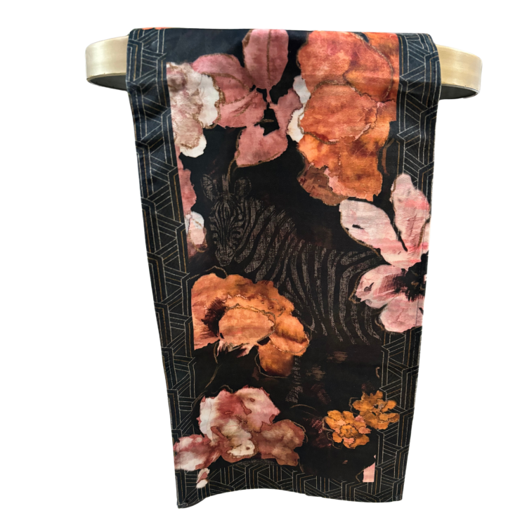 Runner in Velluto con Stampa Floreale