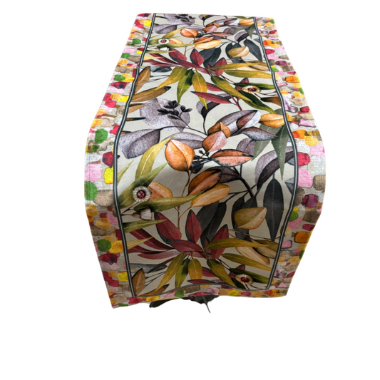 Runner in Velluto con Stampa Floreale Multicolor