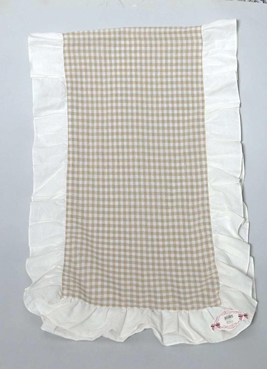 Runner a Quadri Tortora con Balza Bianca 50x150 cm - Coccole di Casa