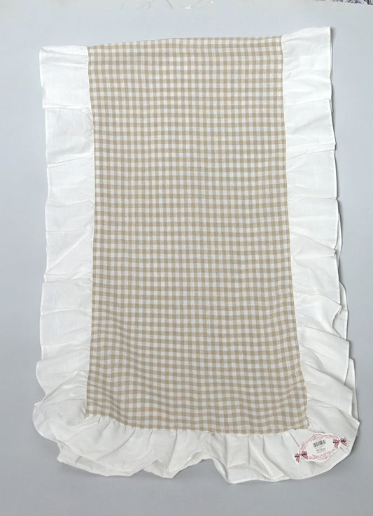Runner a Quadri Tortora con Balza Bianca 50x150 cm - Coccole di Casa
