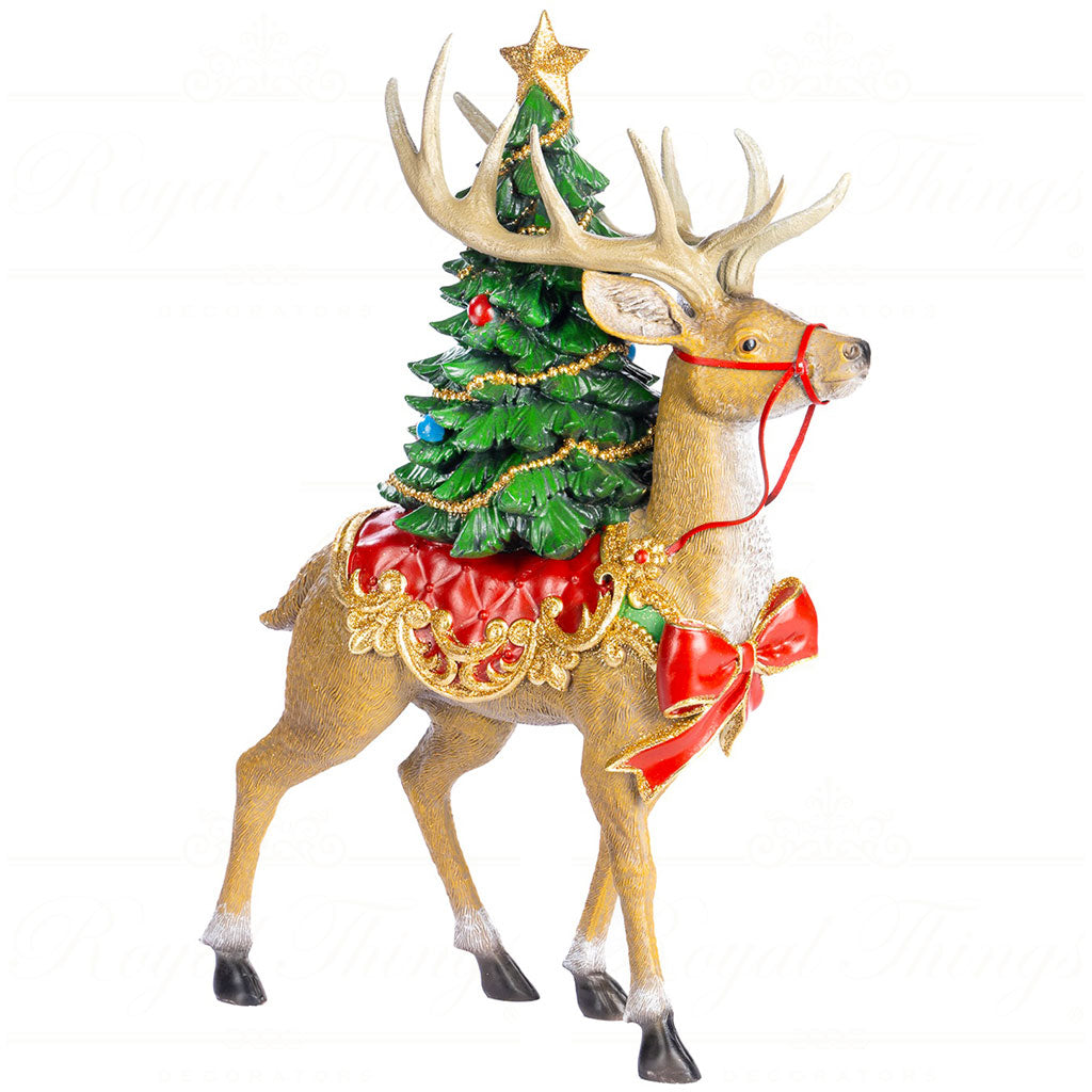 Renna con Albero In Reesina 44 cm - Goodwill