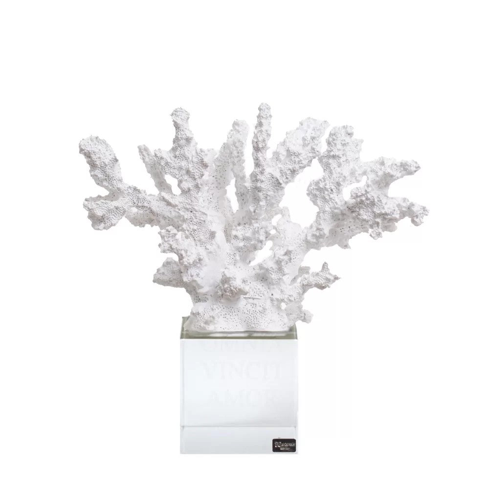 Scultura Corallo in Resina con Base in Vetro 13 h cm - Chiaraela
