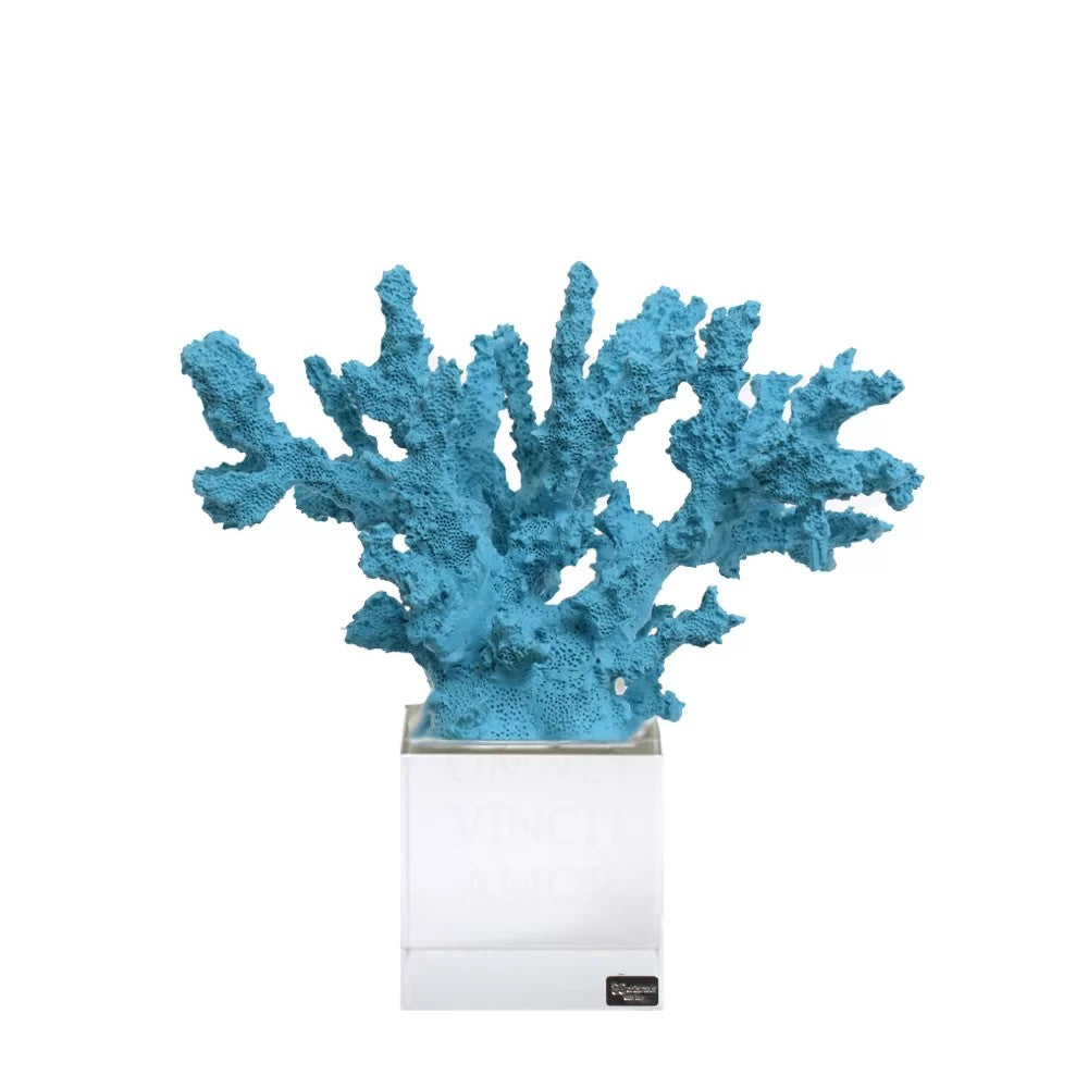 Scultura Corallo in Resina con Base in Vetro 13 h cm - Chiaraela