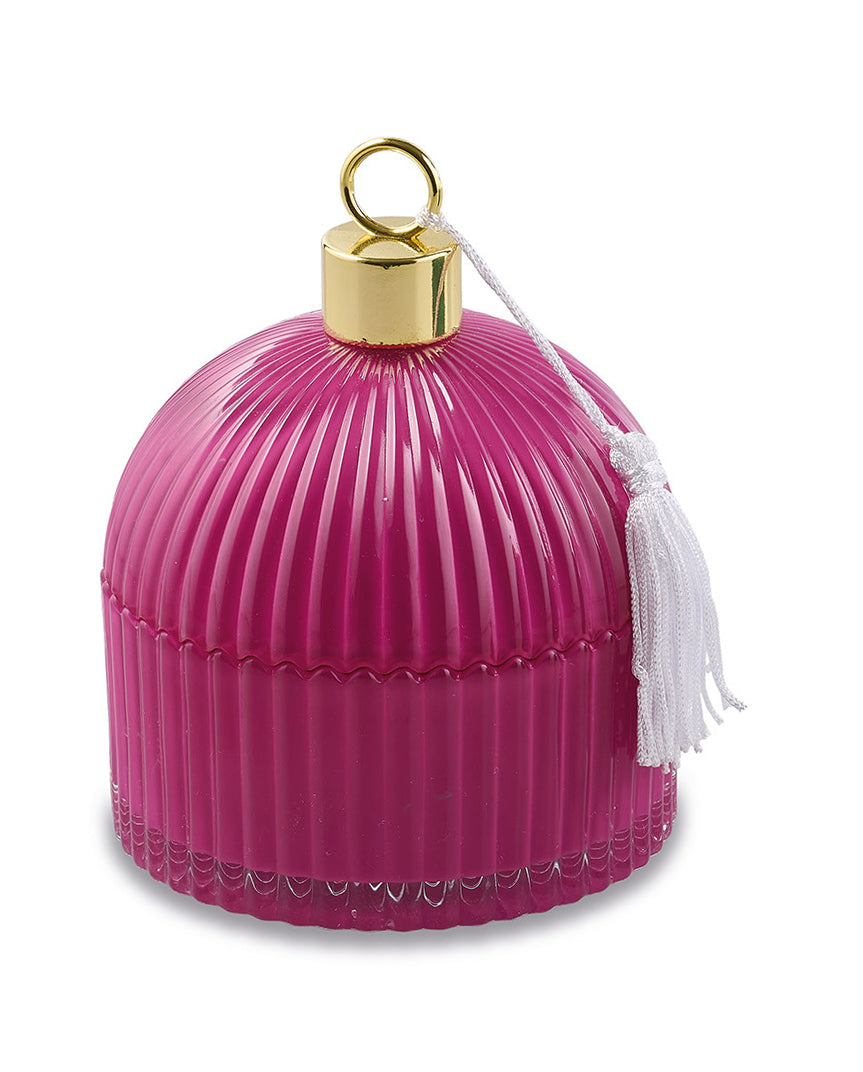 Candela Profumata in Vetro Colorato con Nappa Pendente – Sekò