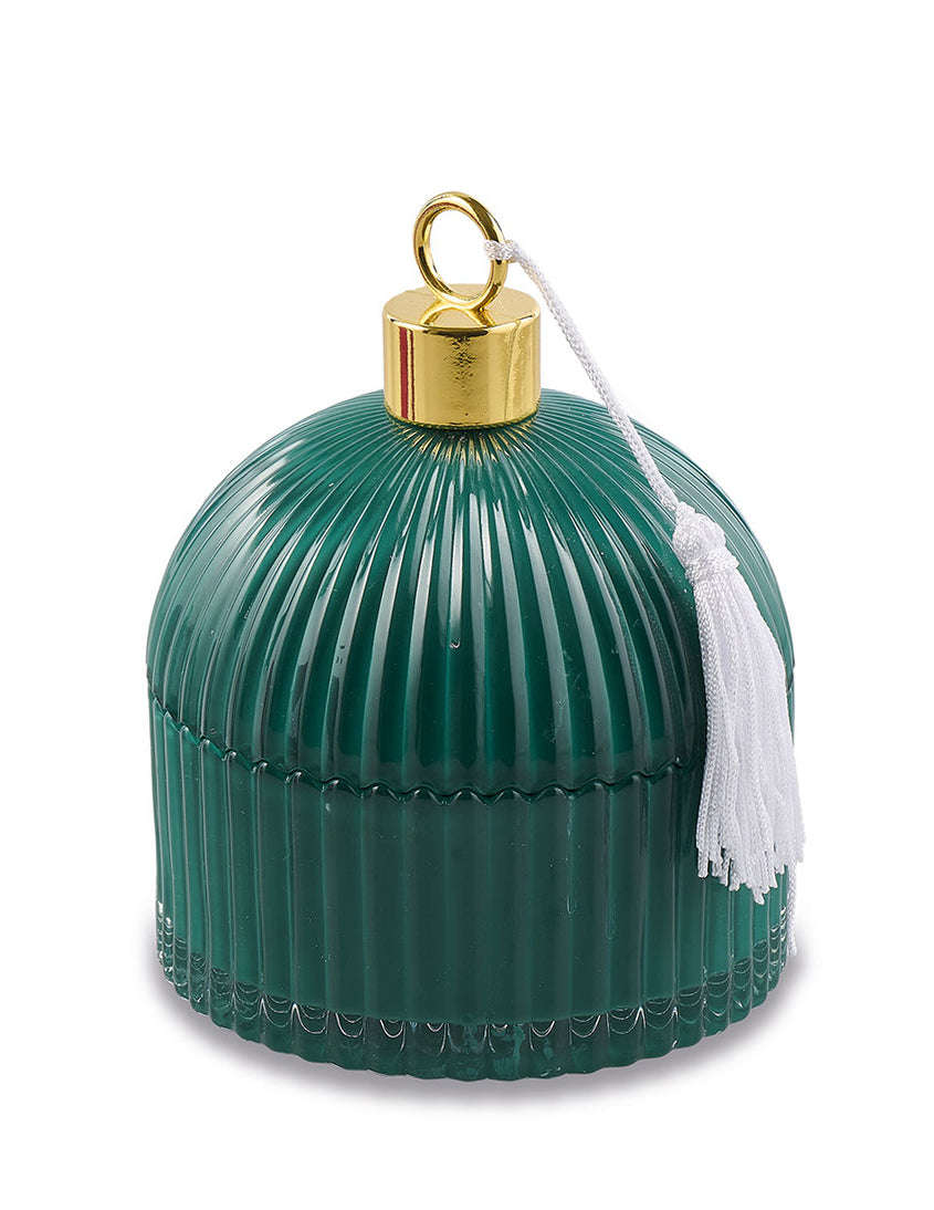 Candela Profumata in Vetro Colorato con Nappa Pendente – Sekò