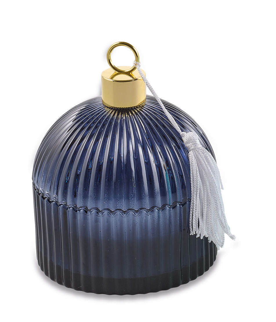 Candela Profumata in Vetro Colorato con Nappa Pendente – Sekò