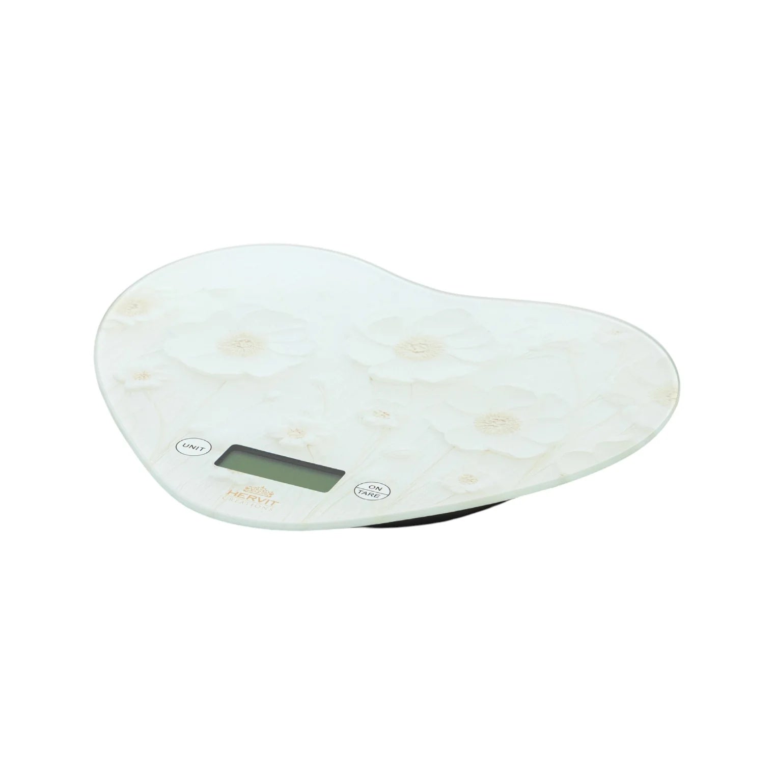 Bilancia da Cucina a Cuore in Vetro con Decoro Fiori Canvas - Hervit
