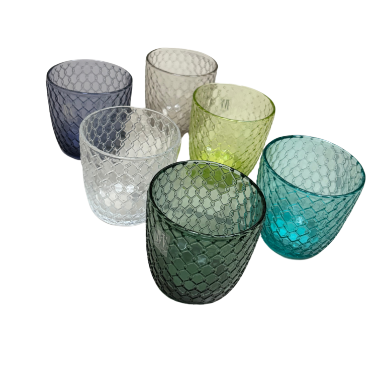 Set 6 Bicchieri in Vetro con Decoro Tono su Tono - IIV