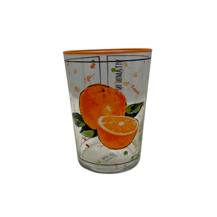 Set 12 Bicchieri Alti in Vetro Trasparente con Frutta Stampata