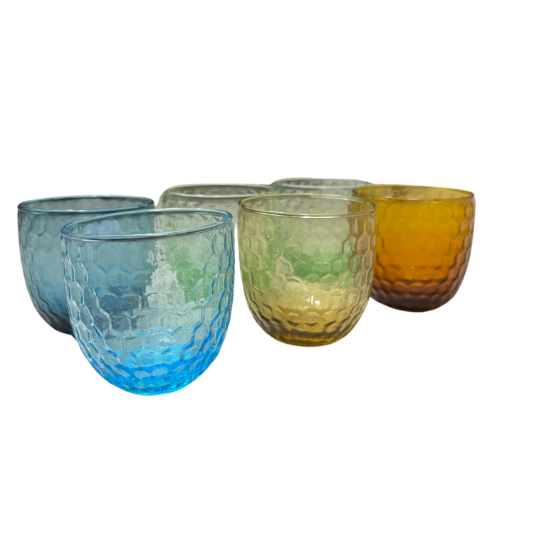 Set 6 Bicchieri Multicolore in Vetro - Rose e Tulipani