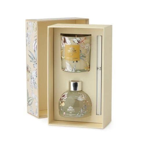 Set profuma ambiente "Blooms" con candela - Giallo
