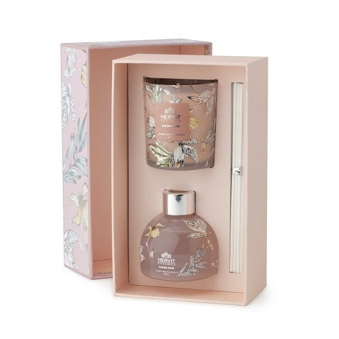 Set profuma ambiente "Blooms" con candela - Rosa