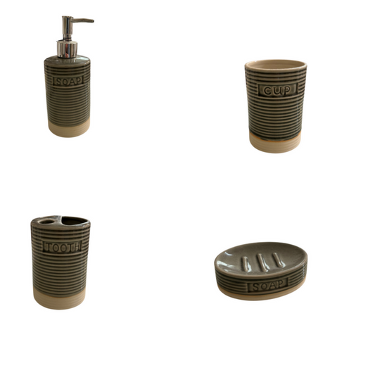 Set da Bagno in Ceramica Tortora Quattro Pezzi