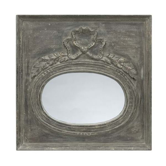 Specchio Ovale con Cornice Quadrata in Stile Shabby Chic
