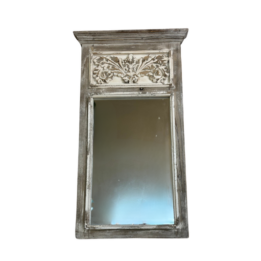 Specchio Rettangolare con Cornice in Legno Shabby