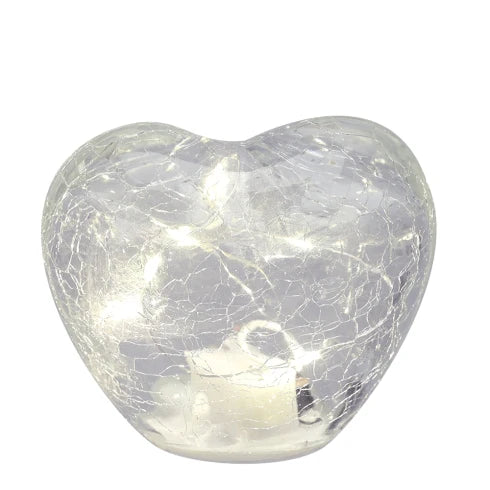 Lampada LED a Cuore in Vetro Effetto Crack Trasparente 8 cm - Hervit
