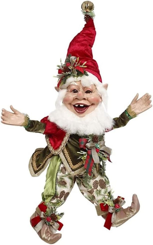 Statuetta Babbo Natale Elfo in Resina e Tessuto