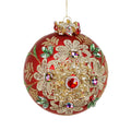 Sfera Decorativa in Vetro Rosso e Oro 12 cm - Goodwill