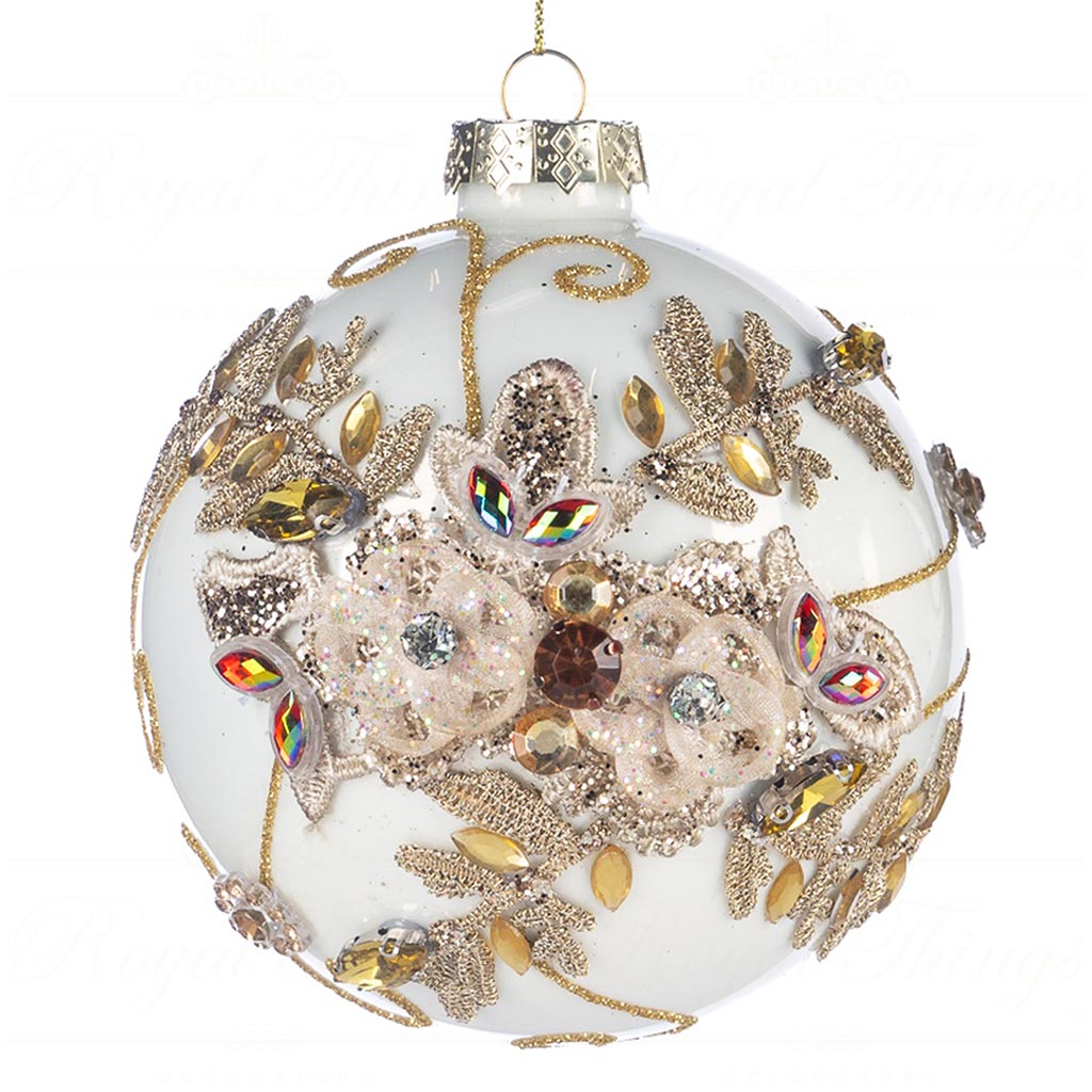 Sfera Tonda in Vetro con Paillettes e Glitter 14 cm - Goodwill