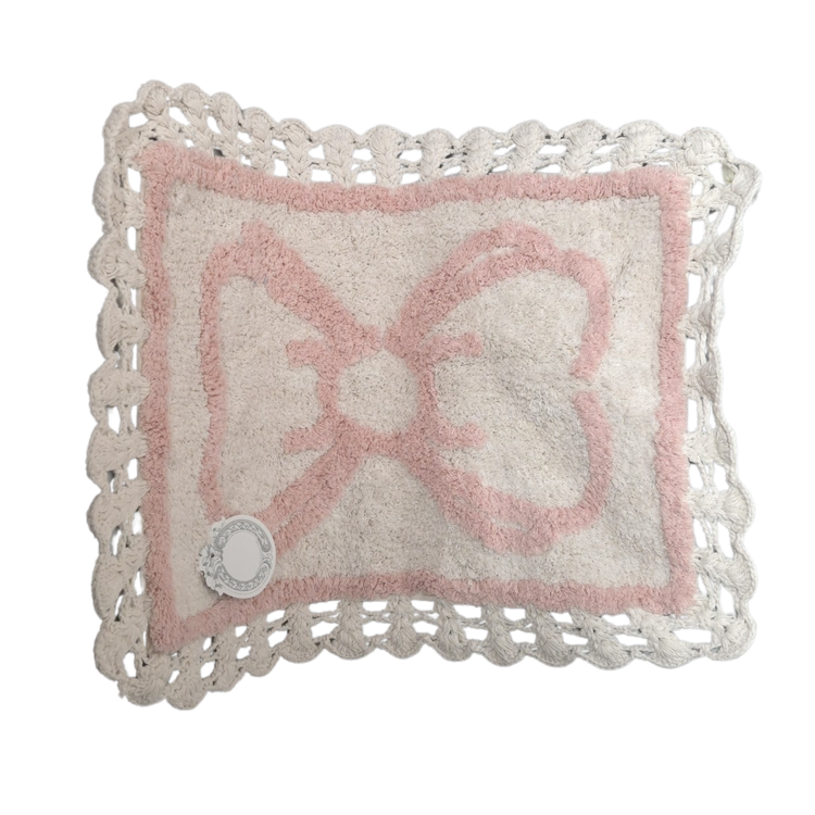 Tappeto Soffice in Cotone con Fiocco 40x60 cm - Blanc Mariclo