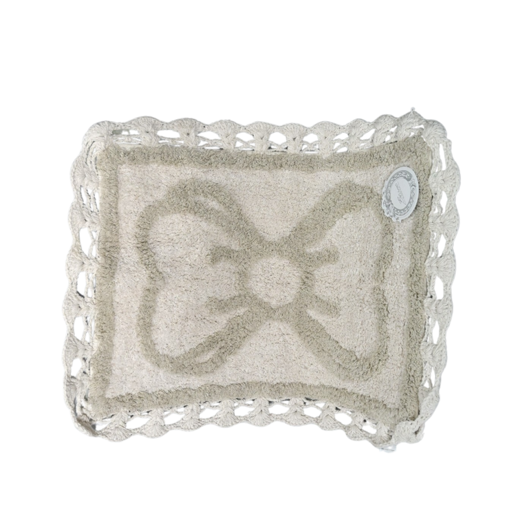 Tappeto Soffice in Cotone con Fiocco 40x60 cm - Blanc Mariclo