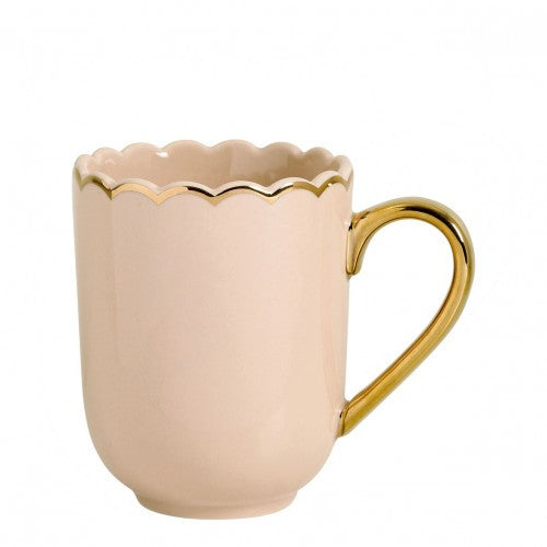 Tazza da Tè in Porcellana Rosa Cipria con Dettagli in Oro - Mathilde M