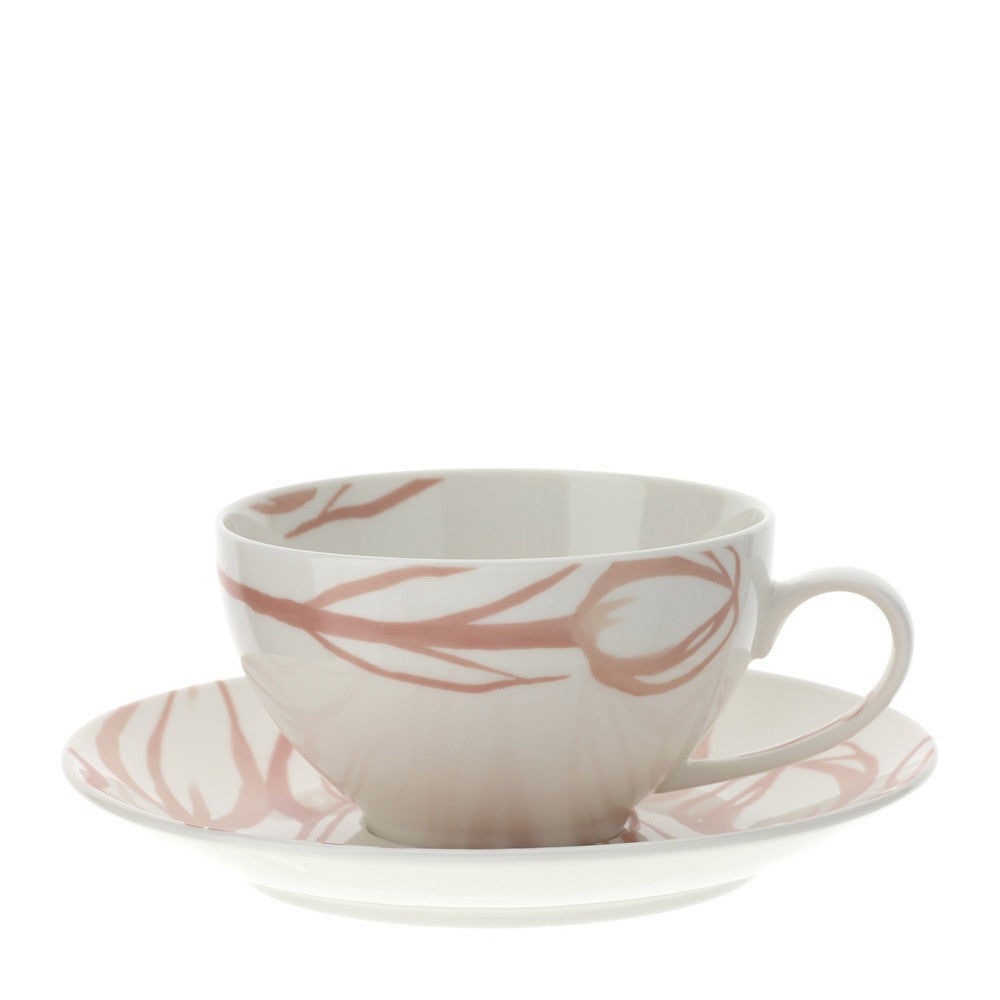 Tazza da Colazione in Porcellana con Piattino - Tulipani